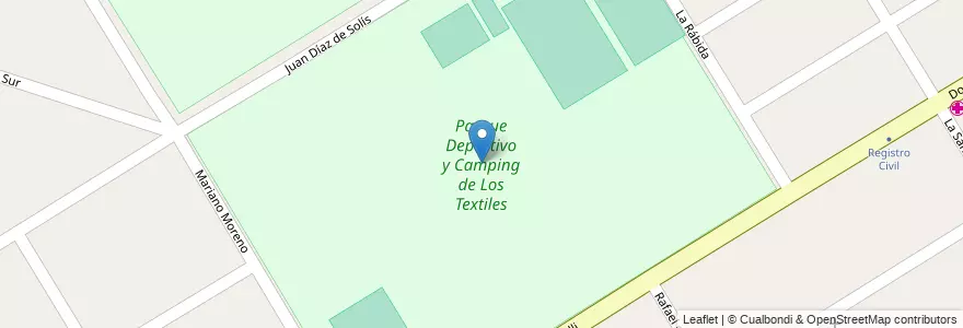 Mapa de ubicacion de Parque Deportivo y Camping de Los Textiles en الأرجنتين, بوينس آيرس, Partido De Esteban Echeverría, 9 De Abril.