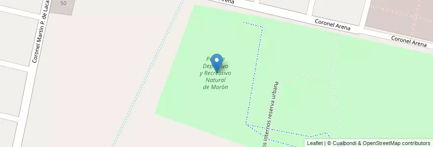 Mapa de ubicacion de Parque Deportivo y Recreativo Natural de Morón en アルゼンチン, ブエノスアイレス州, Partido De Morón, Castelar.
