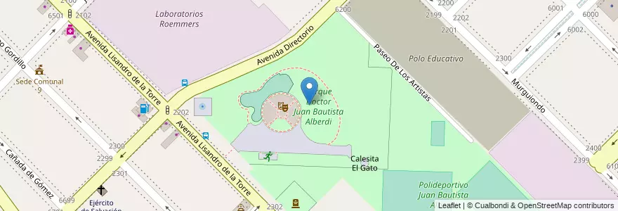 Mapa de ubicacion de Parque Doctor Juan Bautista Alberdi, Mataderos en Argentinië, Ciudad Autónoma De Buenos Aires, Comuna 9, Buenos Aires.