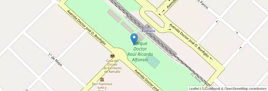 Mapa de ubicacion de Parque Doctor Raúl Ricardo Alfonsín en 阿根廷, 布宜诺斯艾利斯省, Partido De Ramallo.