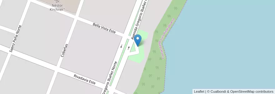 Mapa de ubicacion de Parque en homenaje a los Héroes de Malvinas en آرژانتین, شیلی, استان سانتا کروس، آرژانتین, Corpen Aike, Comandante Luis Piedrabuena.