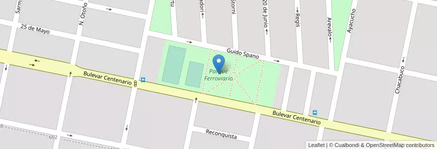 Mapa de ubicacion de Parque Ferroviario en آرژانتین, سانتافه, Departamento Iriondo, Municipio De Cañada De Gómez, Cañada De Gómez.