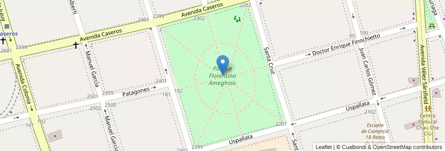 Mapa de ubicacion de Parque Florentino Ameghino, Parque Patricios en アルゼンチン, Ciudad Autónoma De Buenos Aires, Comuna 4, ブエノスアイレス.