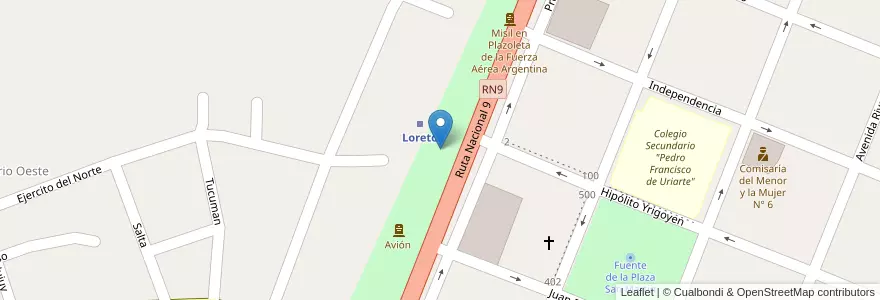 Mapa de ubicacion de Parque Fuerza Aerea en Argentine, Santiago Del Estero, Departamento Loreto, Loreto.