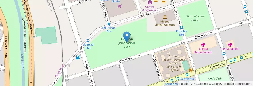 Mapa de ubicacion de Parque General José María Paz en Argentinië, Córdoba, Departamento Capital, Pedanía Capital, Córdoba, Municipio De Córdoba.