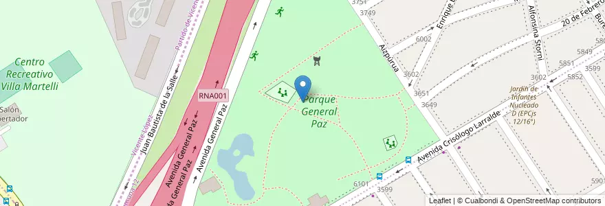 Mapa de ubicacion de Parque General Paz, Saavedra en Argentine, Ciudad Autónoma De Buenos Aires, Comuna 12, Buenos Aires.