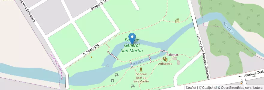 Mapa de ubicacion de Parque General San Martín en アルゼンチン, ブエノスアイレス州, Partido De San Antonio De Areco, San Antonio De Areco.