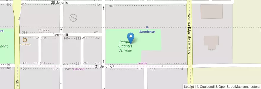 Mapa de ubicacion de Parque Gigantes del Valle en الأرجنتين, تشيلي, شوبوت, Departamento Sarmiento, Sarmiento.
