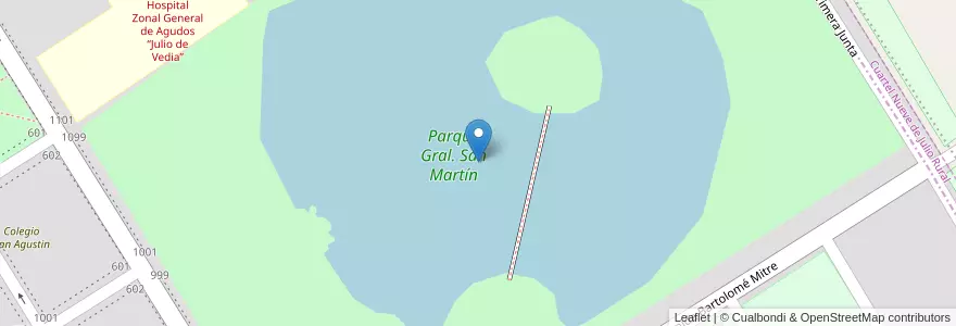 Mapa de ubicacion de Parque Gral. San Martín en アルゼンチン, ブエノスアイレス州, Partido De Nueve De Julio, Cuartel Nueve De Julio Rural, 9 De Julio, Nueve De Julio.