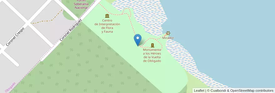 Mapa de ubicacion de Parque Histórico Natural "Vuelta de Obligado" en Argentinië, Buenos Aires, Partido De San Pedro.