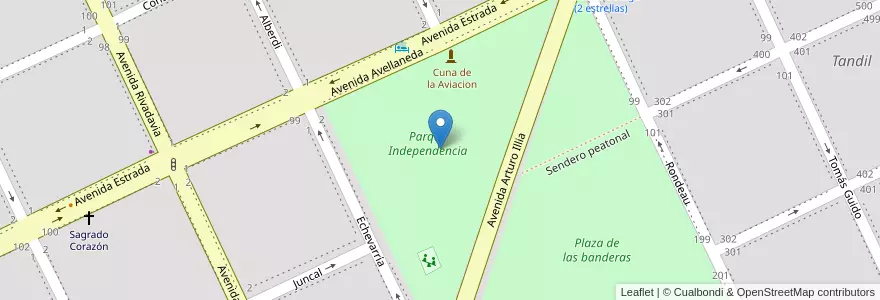 Mapa de ubicacion de Parque Independencia en アルゼンチン, ブエノスアイレス州, Partido De Tandil, Tandil.