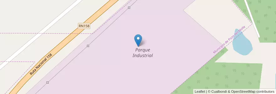 Mapa de ubicacion de Parque Industrial en アルゼンチン, コルドバ州, Departamento Río Segundo, Pedanía Calchín, Municipio De Pozo Del Molle.