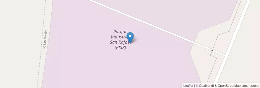 Mapa de ubicacion de Parque Industrial San Rafael (PISR) en アルゼンチン, チリ, メンドーサ州, San Rafael, Departamento San Rafael, Distrito Cuadro Nacional.