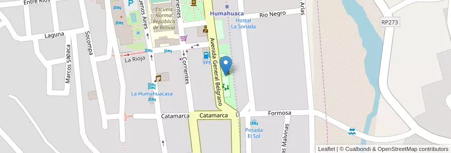 Mapa de ubicacion de Parque Infantil Evita en Argentina, Jujuy, Departamento Humahuaca, Municipio De Humahuaca, Humahuaca.