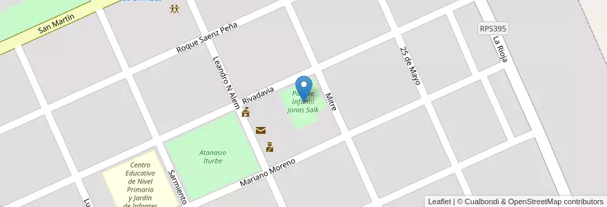 Mapa de ubicacion de Parque Infantil Jonas Salk en アルゼンチン, コルドバ州, Departamento San Justo, Pedanía Libertad, Altos De Chipión, Altos De Chipión.