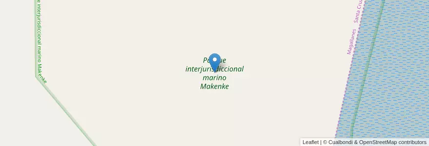 Mapa de ubicacion de Parque interjurisdiccional marino Makenke en アルゼンチン, チリ, サンタクルス州, Magallanes.