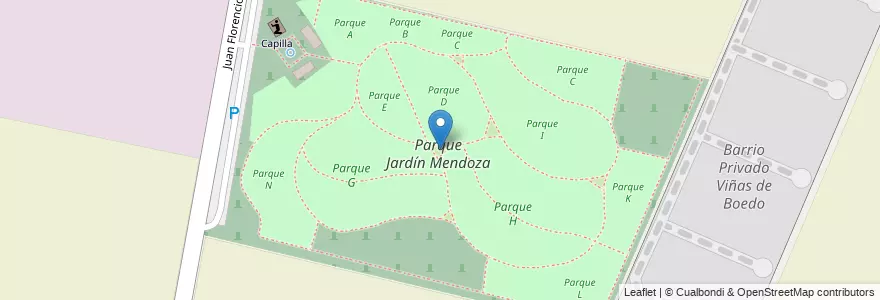 Mapa de ubicacion de Parque Jardín Mendoza en Argentinien, Chile, Mendoza, Departamento Luján De Cuyo, Luján De Cuyo, Distrito Mayor Drummond.