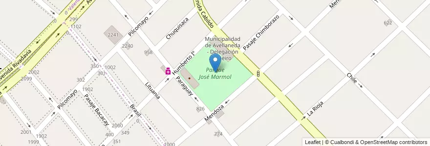 Mapa de ubicacion de Parque José Marmol en アルゼンチン, ブエノスアイレス州, Piñeyro.