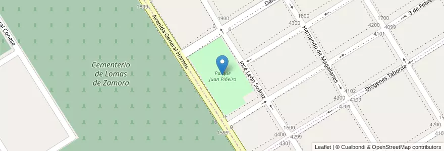 Mapa de ubicacion de Parque Juan Piñeiro en Arjantin, Buenos Aires, Partido De Lanús.