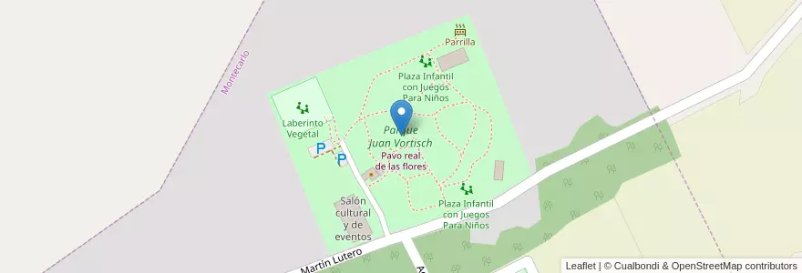 Mapa de ubicacion de Parque Juan Vortisch en アルゼンチン, ミシオネス州, Departamento Montecarlo, Municipio De Montecarlo.
