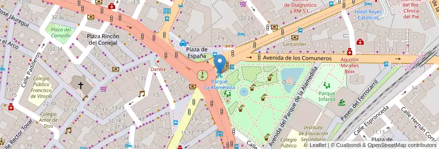 Mapa de ubicacion de Parque La Alamedilla en اسپانیا, Castilla Y León, سالامانکا, Campo De Salamanca, سالامانکا.