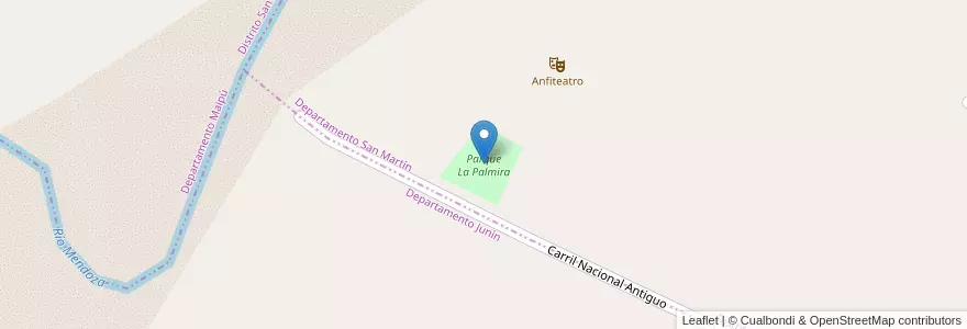 Mapa de ubicacion de Parque La Palmira en Argentina, Cile, Mendoza, Distrito Palmira.
