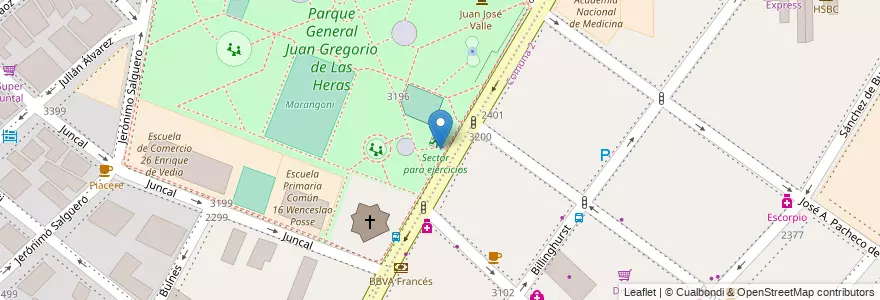 Mapa de ubicacion de Parque Las Heras, Palermo en الأرجنتين, Ciudad Autónoma De Buenos Aires, Comuna 2, Buenos Aires.