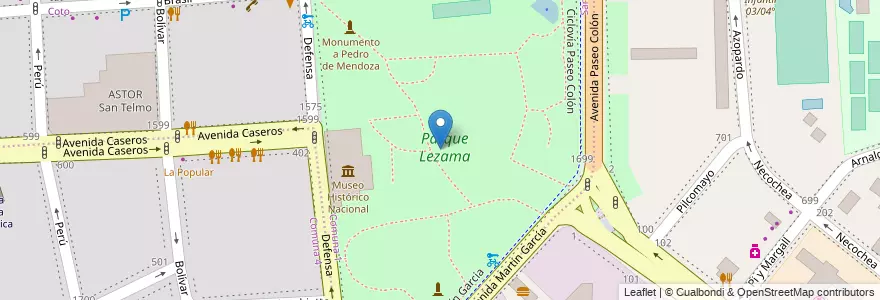 Mapa de ubicacion de Parque Lezama, Barracas en Argentine, Ciudad Autónoma De Buenos Aires, Comuna 4, Buenos Aires.