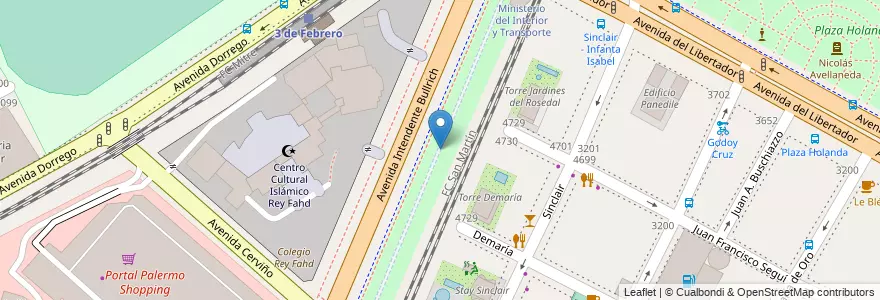 Mapa de ubicacion de Parque Lineal Bullrich, Palermo en الأرجنتين, Ciudad Autónoma De Buenos Aires, Buenos Aires, Comuna 14.