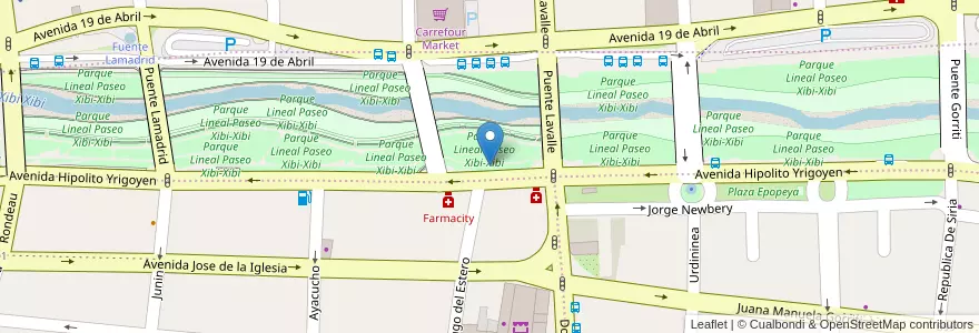 Mapa de ubicacion de Parque Lineal Paseo Xibi-Xibi en Arjantin, Jujuy, Departamento Doctor Manuel Belgrano, Municipio De San Salvador De Jujuy.