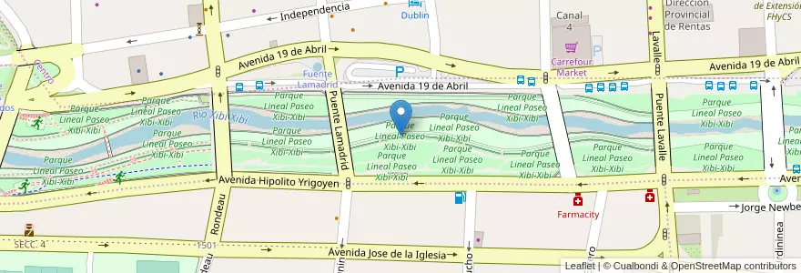 Mapa de ubicacion de Parque Lineal Paseo Xibi-Xibi en Arjantin, Jujuy, Departamento Doctor Manuel Belgrano, Municipio De San Salvador De Jujuy.