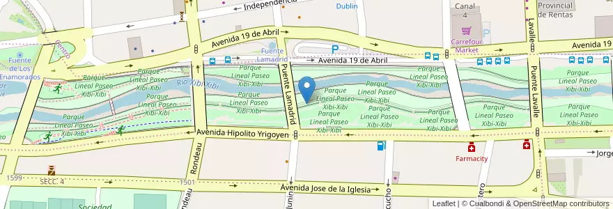 Mapa de ubicacion de Parque Lineal Paseo Xibi-Xibi en Argentinien, Jujuy, Departamento Doctor Manuel Belgrano, Municipio De San Salvador De Jujuy.
