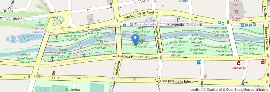 Mapa de ubicacion de Parque Lineal Paseo Xibi-Xibi en 아르헨티나, Jujuy, Departamento Doctor Manuel Belgrano, Municipio De San Salvador De Jujuy.