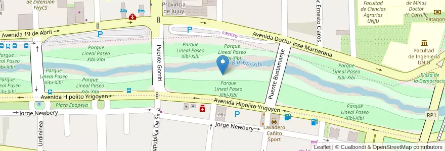 Mapa de ubicacion de Parque Lineal Paseo Xibi-Xibi en 阿根廷, Jujuy, Departamento Doctor Manuel Belgrano, Municipio De San Salvador De Jujuy.