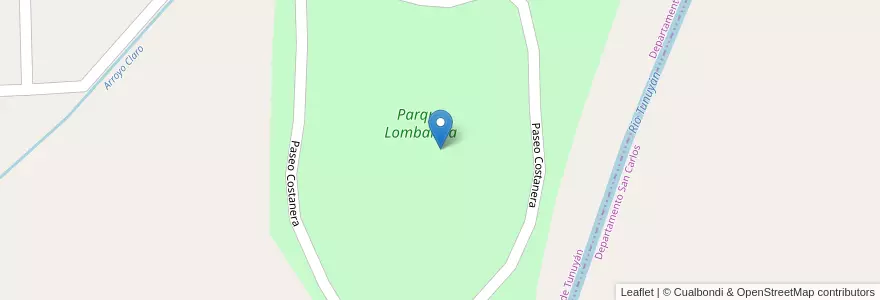Mapa de ubicacion de Parque Lombardía en Arjantin, Şili, Mendoza, Departamento Tunuyán, Distrito Ciudad De Tunuyán.
