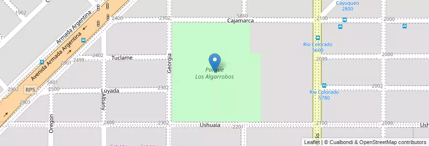 Mapa de ubicacion de Parque Los Algarrobos en アルゼンチン, コルドバ州, Departamento Capital, Pedanía Capital, Córdoba, Municipio De Córdoba.