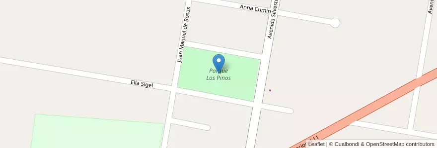 Mapa de ubicacion de Parque Los Pinos en Argentine, Santa Fe, Departamento General Obligado, Municipio De Malabrigo.