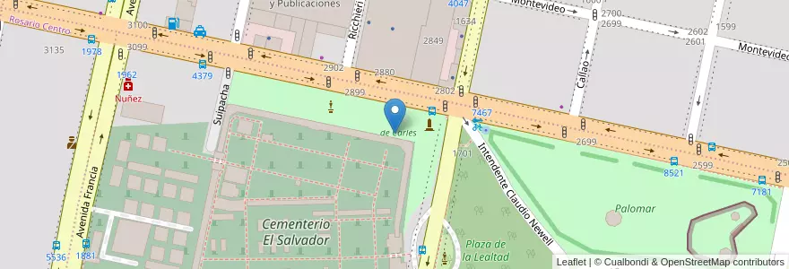 Mapa de ubicacion de Parque Margarita de Carlés en Argentinië, Santa Fe, Departamento Rosario, Municipio De Rosario, Rosario.