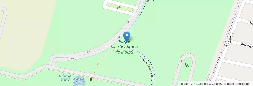 Mapa de ubicacion de Parque Metropolitano de Maipú en 아르헨티나, 칠레, Mendoza, Departamento Maipú, Distrito Ciudad De Maipú, Maipú.