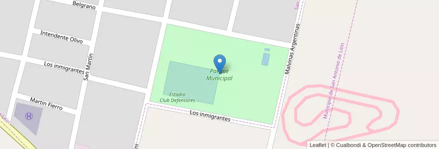 Mapa de ubicacion de Parque Municipal en Argentina, Córdoba, Departamento Unión, Pedanía Litín, Municipio De San Antonio De Litín, San Antonio De Litín.
