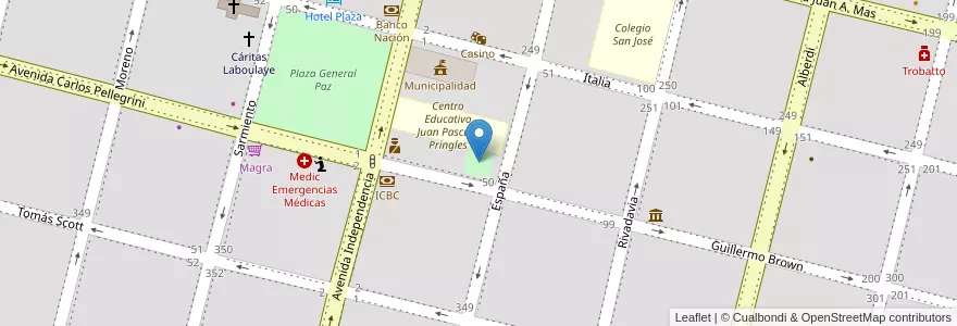 Mapa de ubicacion de Parque Municipal en 아르헨티나, Córdoba, Departamento Presidente Roque Sáenz Peña, Pedanía La Amarga, Municipio De Laboulaye, Laboulaye.