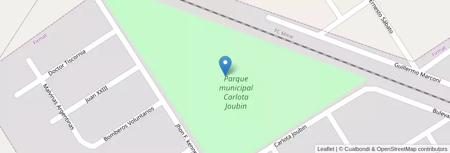 Mapa de ubicacion de Parque municipal Carlota Joubin en 아르헨티나, Santa Fe, Departamento General López, Municipio De Firmat.