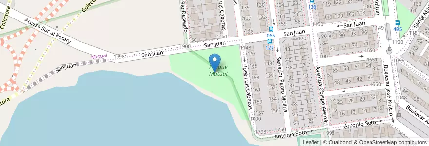 Mapa de ubicacion de Parque Mutual en Arjantin, Santa Cruz, Şili, Humedal, Deseado, Caleta Olivia.
