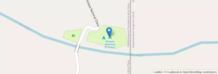 Mapa de ubicacion de Parque Nacional "El Chaco" en アルゼンチン, チャコ州, Departamento Presidencia De La Plaza, Municipio De Presidencia De La Plaza.