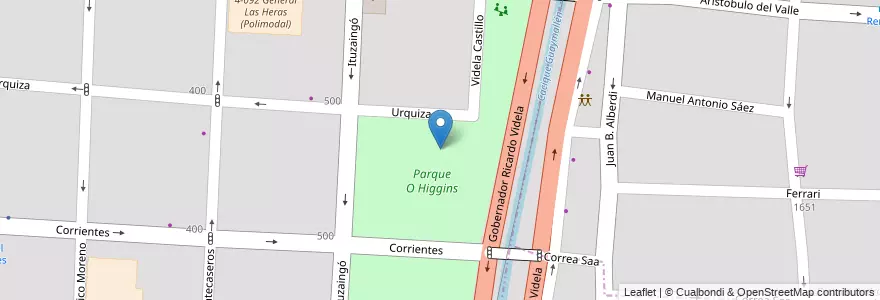 Mapa de ubicacion de Parque O Higgins en آرژانتین, شیلی, Mendoza, Departamento Capital, Ciudad De Mendoza, Sección 3ª Parque O'Higgins.