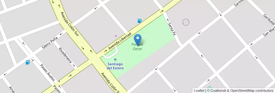 Mapa de ubicacion de Parque Oeste en Argentinien, Santiago Del Estero, Departamento Capital, Santiago Del Estero.