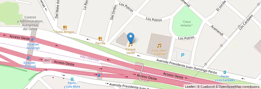 Mapa de ubicacion de Parque Oeste en アルゼンチン, ブエノスアイレス州, Partido De Ituzaingó.
