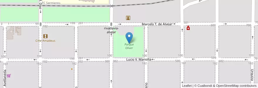 Mapa de ubicacion de Parque Oliver en Argentinië, La Pampa, Municipio De Santa Rosa, Departamento Capital, Santa Rosa.