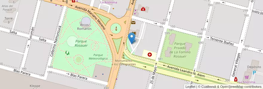 Mapa de ubicacion de Parque Osvaldo Soriano en アルゼンチン, チリ, リオネグロ州, Cipolletti, Departamento General Roca.
