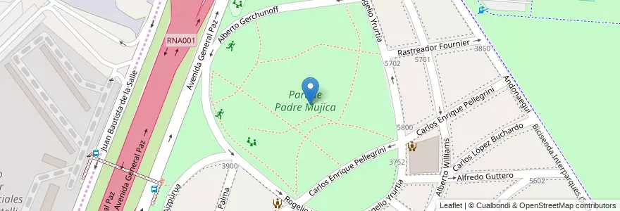 Mapa de ubicacion de Parque Padre Mujica, Saavedra en Argentine, Ciudad Autónoma De Buenos Aires, Comuna 12, Partido De Vicente López, Buenos Aires, Vicente López.